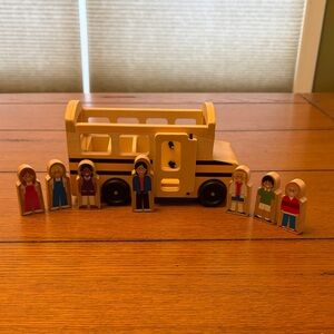 Melissa & Doug Yellow Wooden School Bus with Figures